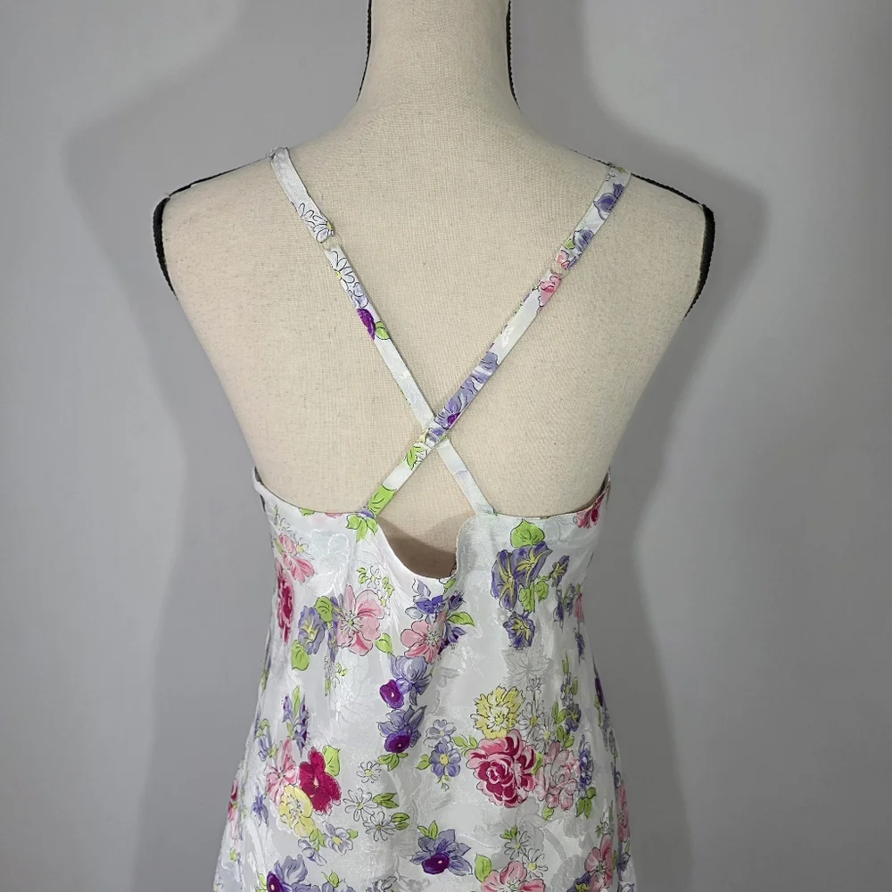 Vintage Victoria's Secret Gold Label Multi Floral Lace Chemise Nightgown Small‎